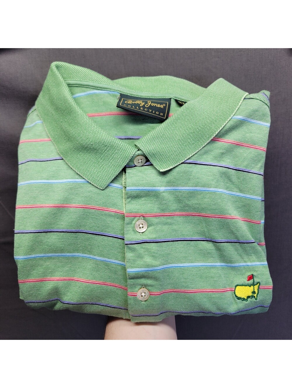 Bobby Jones Collection Striped Green Augusta Masters Polo Mens Sz XL Collectible